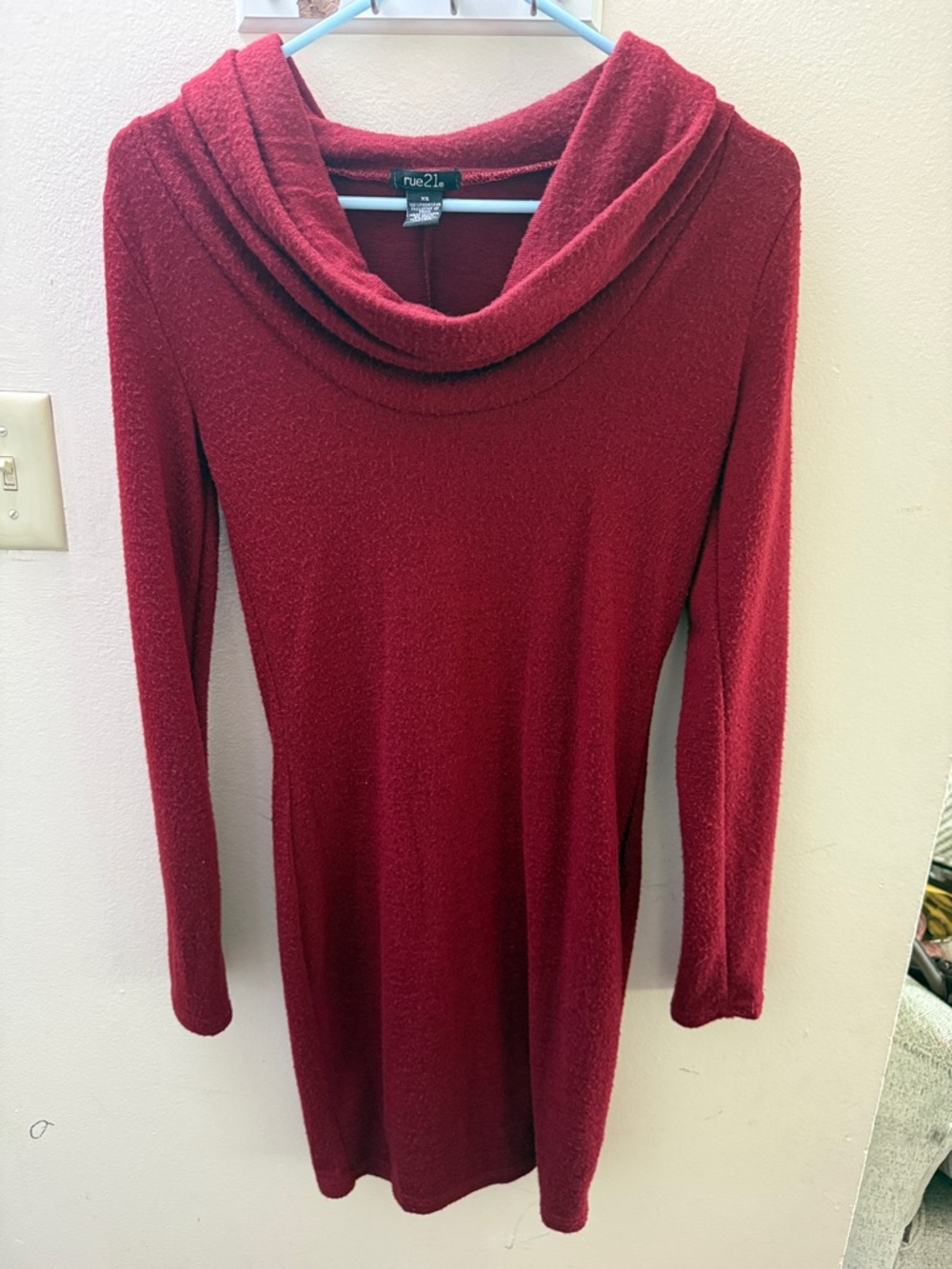Rue21 Burgundy Cowl Neck Sweater Dress